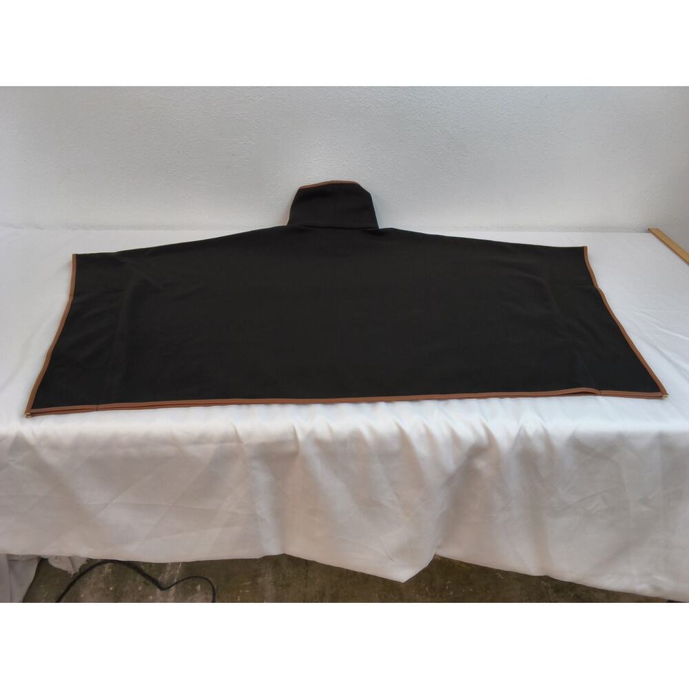 Tuckernuck Piper Poncho One Size Black Funnel Neck Leather Trim #W4829 - Picture 5 of 9